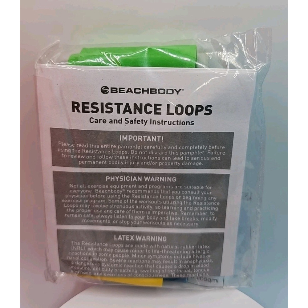 Beachbody Resistance Loops Set of 3 Green, Yellow, Blue New